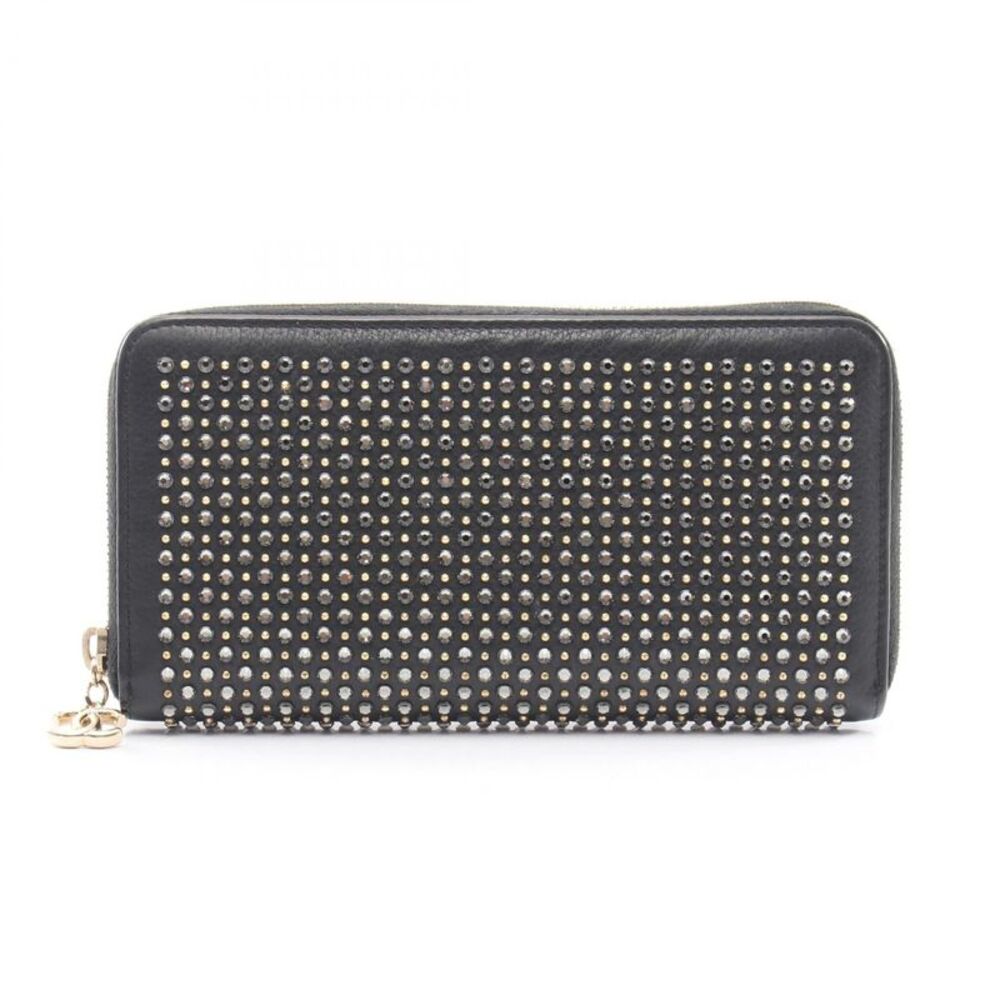 Chanel Coco Mark Rhinestone Leather Long Zipped Wallet